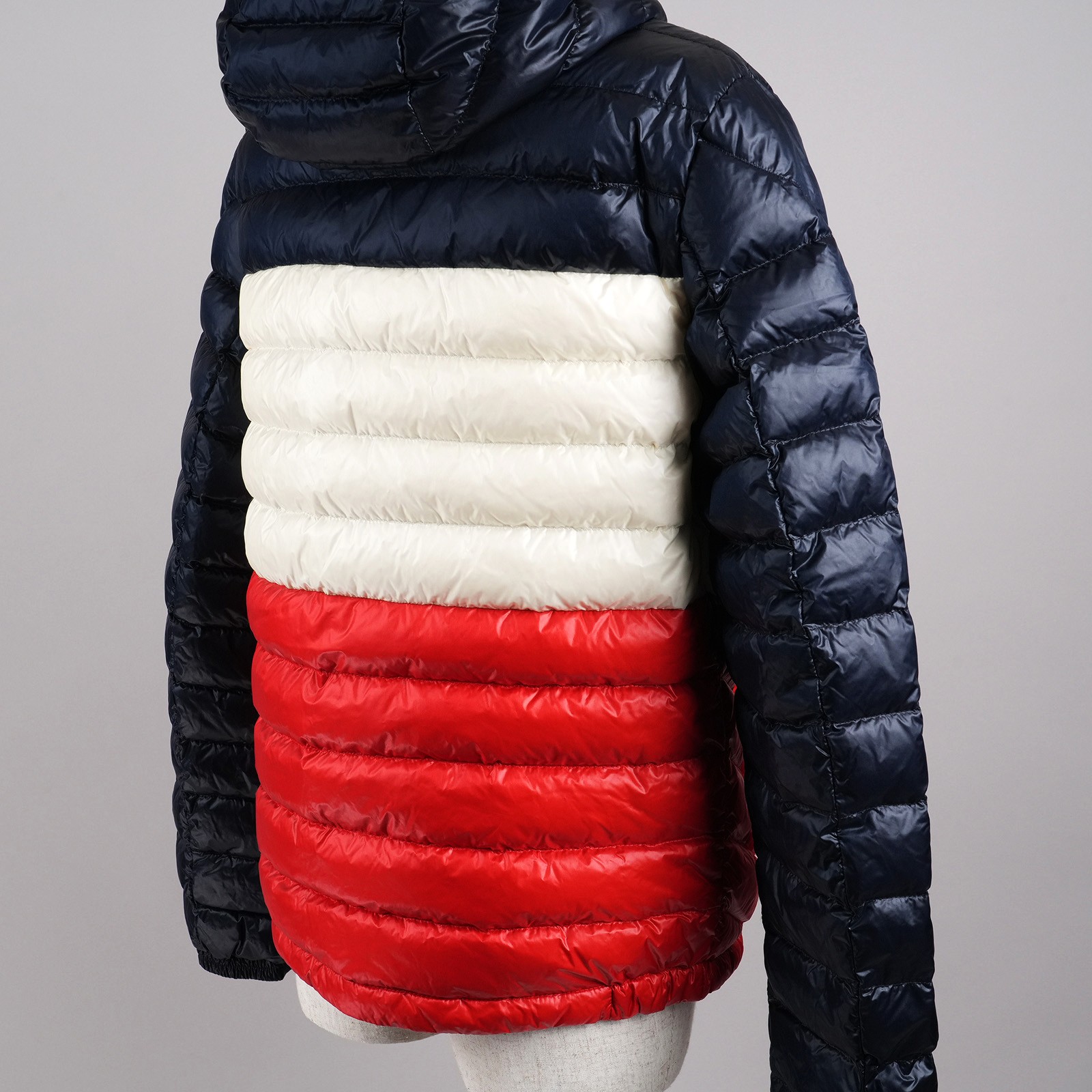 モンクレール（MONCLER）PALLISER フード付きライトダウンジャケット マルチカラー メンズ サイズ1｜背面斜め