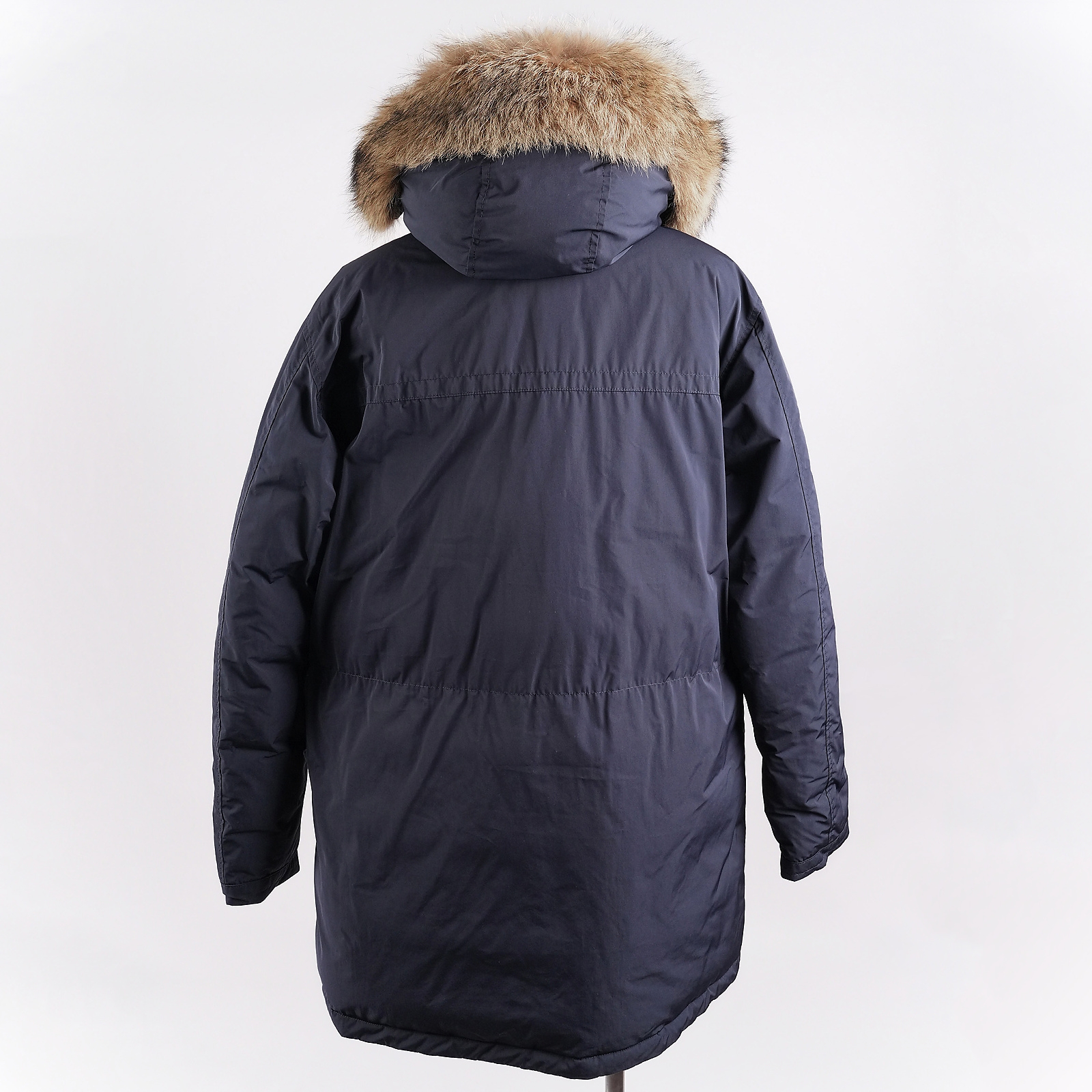 モンクレール（MONCLER）RIVER ロングダウンジャケット ダークネイビー メンズ サイズ3｜背面全体