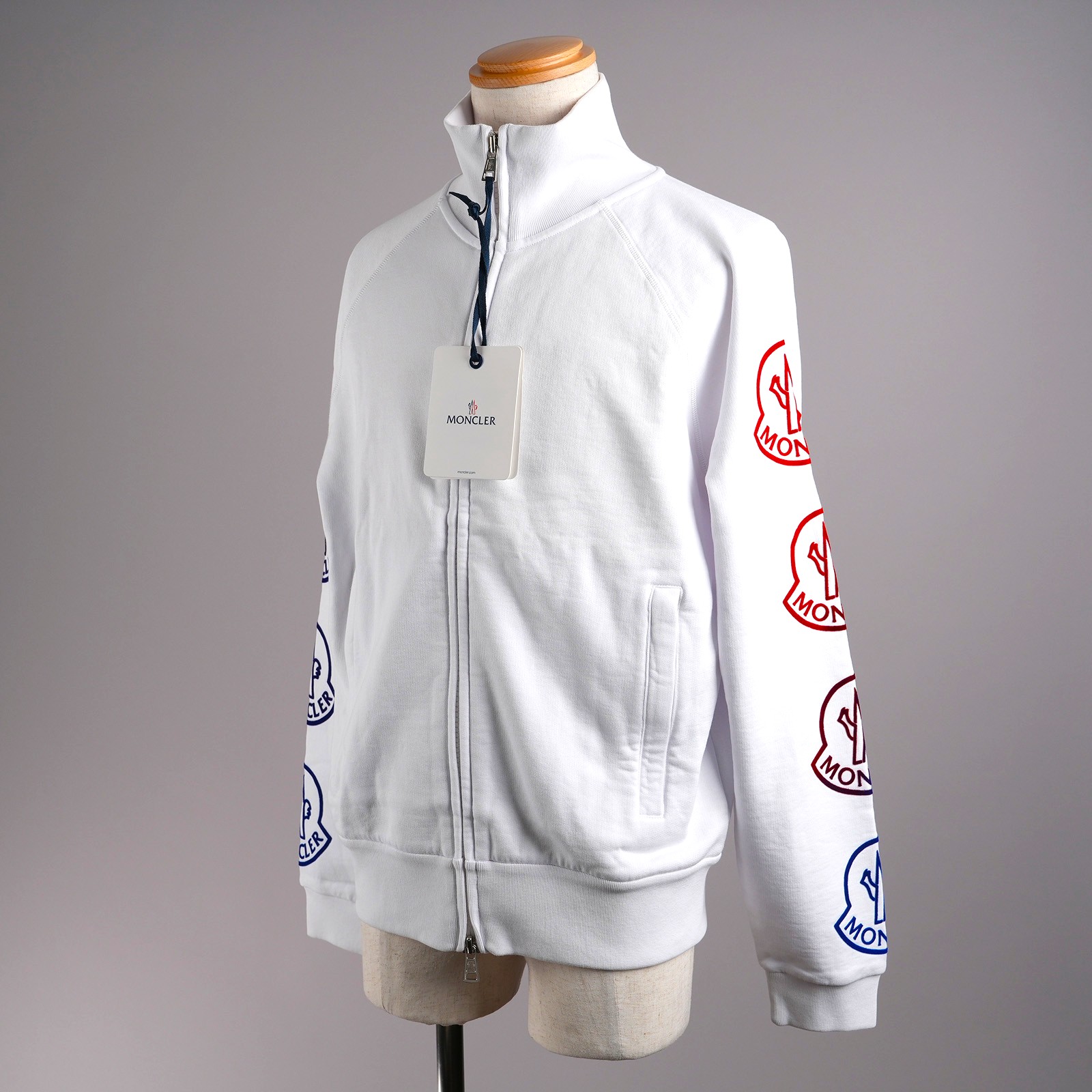 モンクレール L トラックジャケット ブルゾン スウェット ジャージ ホワイト MONCLER モンクレール 8G000 50 809LA トレーナー メンズ