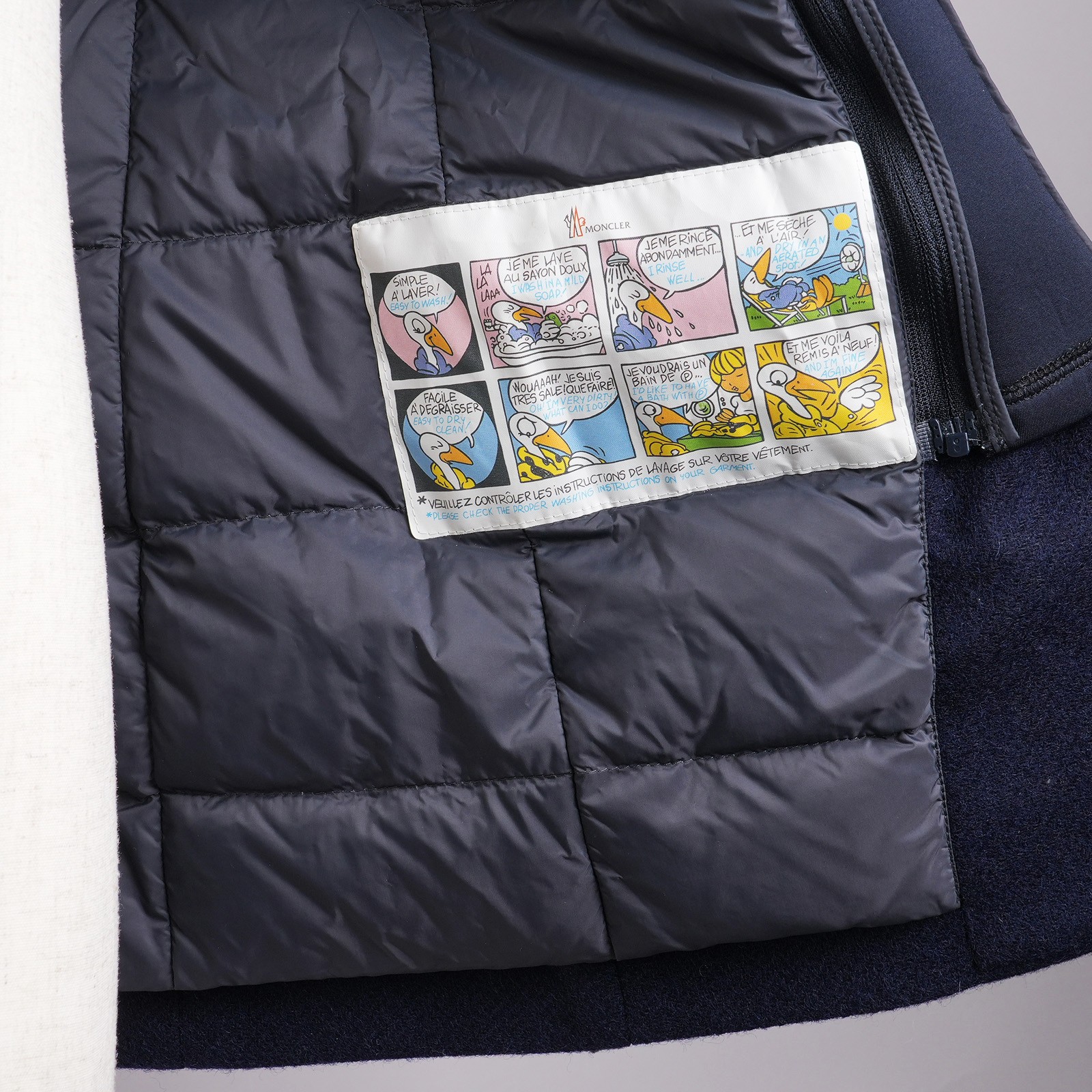 モンクレール（MONCLER）SAUGE ダウンジャケット ネイビー メンズ サイズ0｜内側コミックラベル