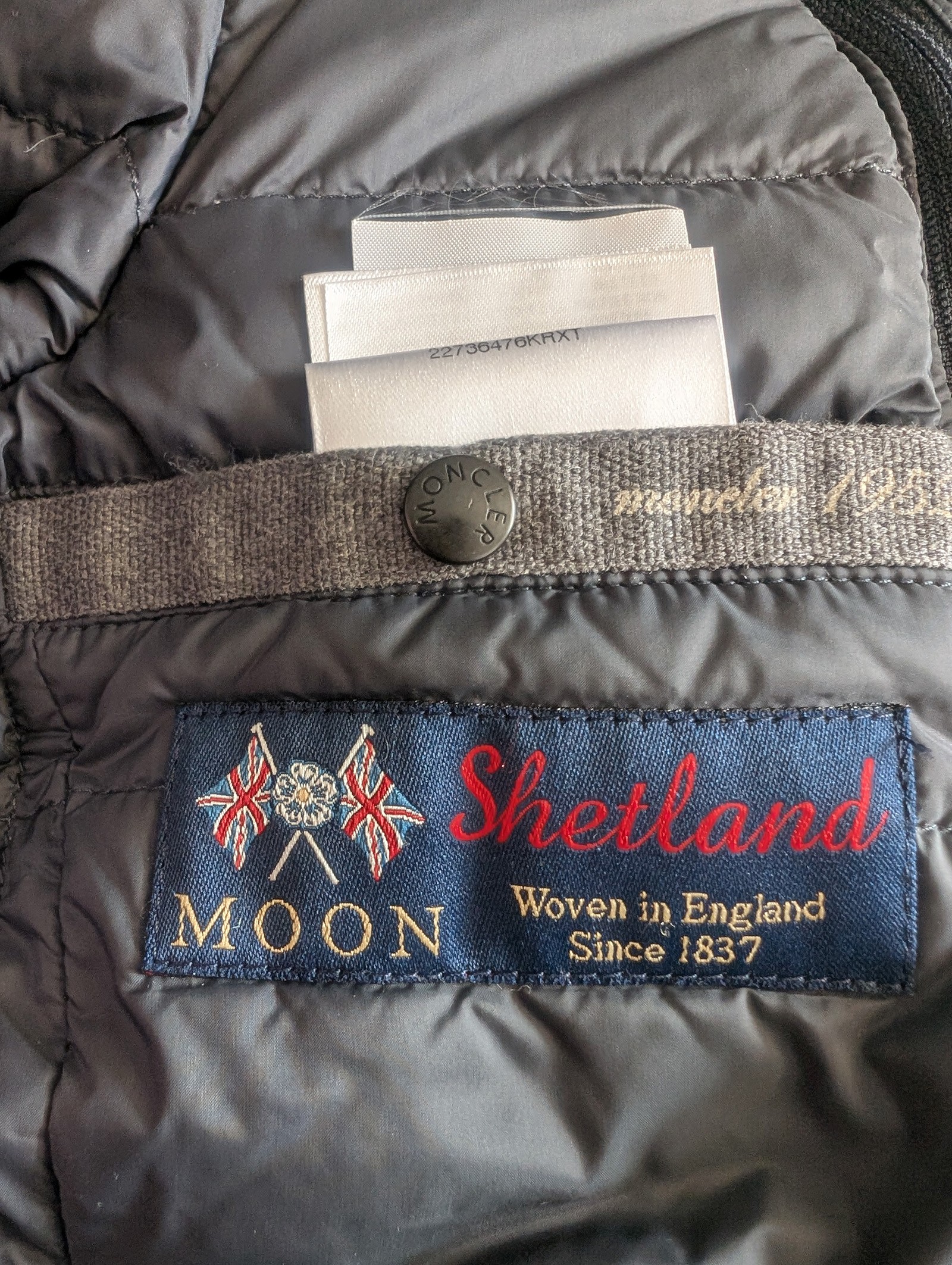 モンクレール（MONCLER）SAUGE ダウンジャケット ネイビー メンズ サイズ0｜MOON Shetland生地ラベル